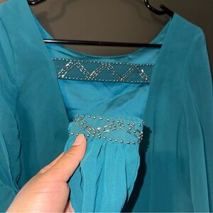 Alice Moon Teal Dress Women’s Small Solid with lined accents